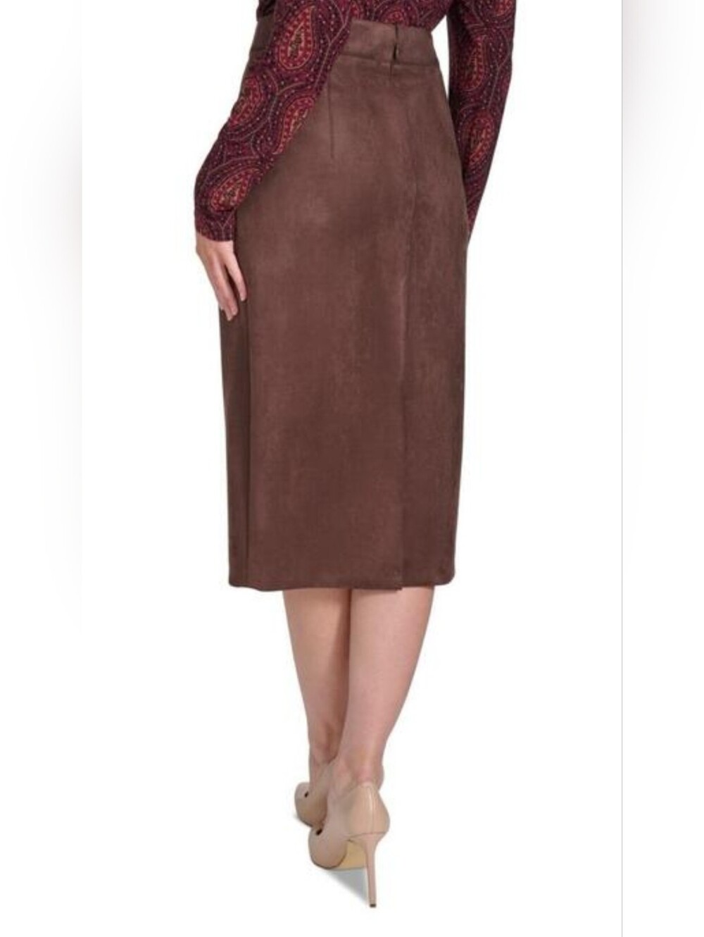 (1770) NWOT TOMMY HILFIGER Faux Suede Pencil Skirt, Size 6 - Picture 2 of 6